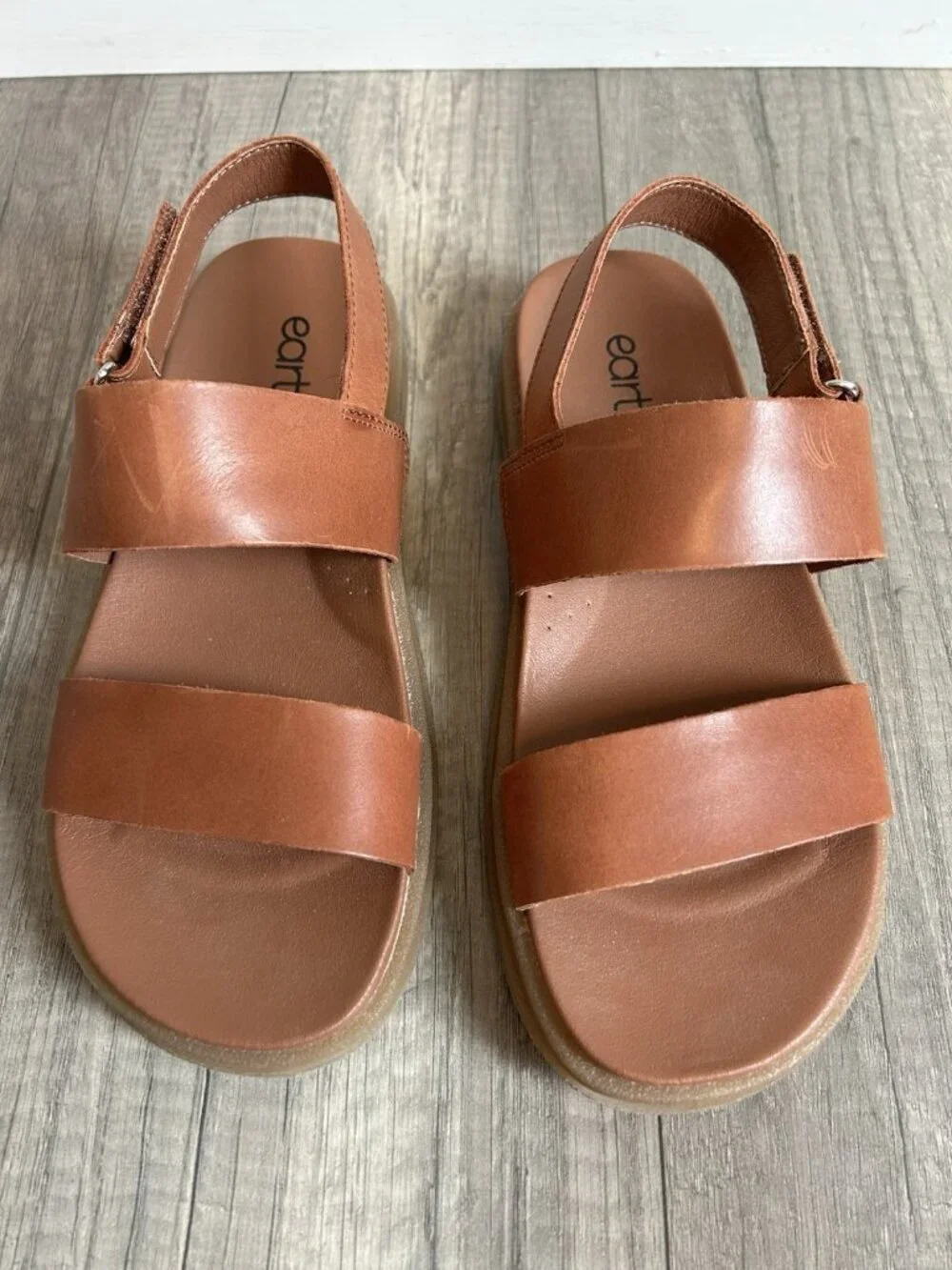 Earth Women's Leah Round Toe Strappy Casual Flat Sandals Brown 210 8M - Picture 4 of 16
